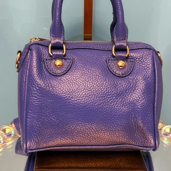 Terzetto Genuine Leather Mini Handbag w/Blue Cup Keychain Approx. 5.5 x 5 x 2 - Picture 6 of 14